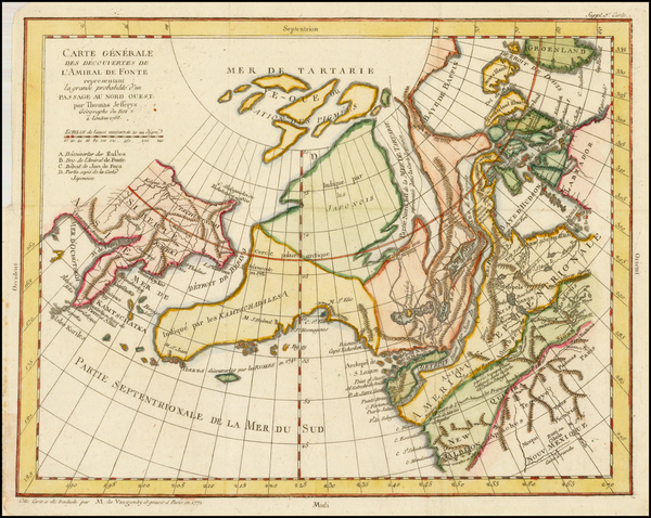 22-Polar Maps, Alaska, Russia in Asia and Canada Map By Denis Diderot / Gilles Robert de Vaugondy