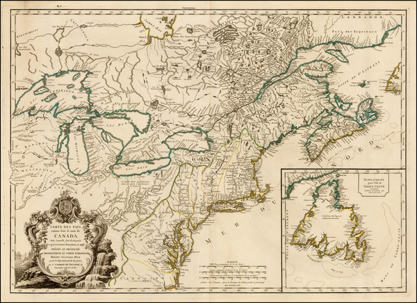 89-Mid-Atlantic, Midwest and Canada Map By Didier Robert de Vaugondy