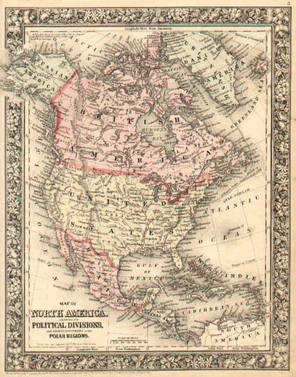 54-North America Map By Samuel Augustus Mitchell Jr.