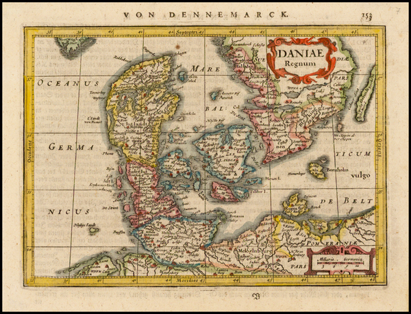 98-Denmark Map By  Gerard Mercator