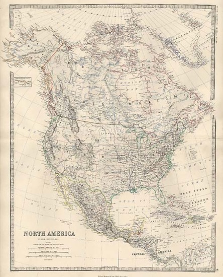 64-North America Map By W. & A.K. Johnston