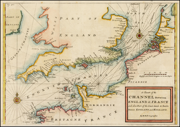 47-British Isles and France Map By Herman Moll