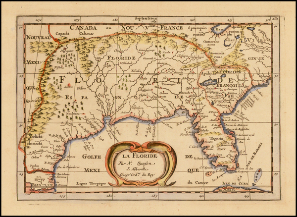 61-Florida, South and Southeast Map By Nicolas Sanson