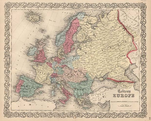 60-Europe and Europe Map By Joseph Hutchins Colton