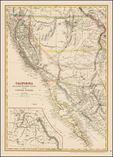 62-Southwest, Rocky Mountains, Baja California and California Map By Cassell, Petter & Galpin