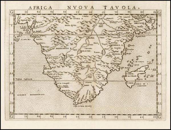 53-South Africa Map By Girolamo Ruscelli