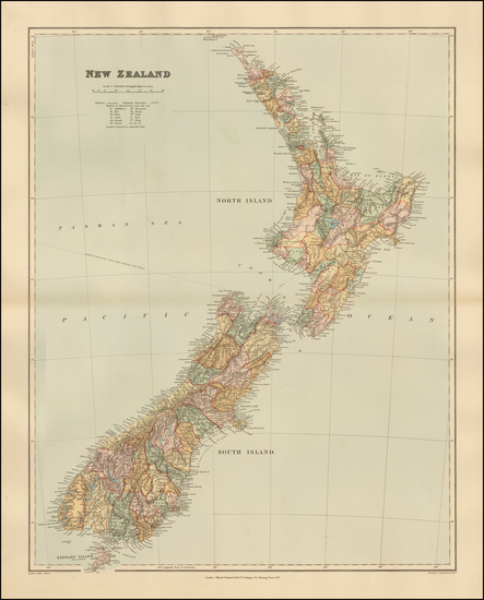 77-New Zealand Map By Edward Stanford