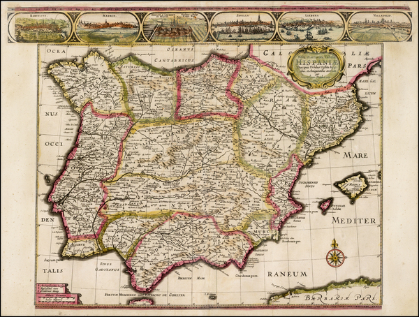 49-Spain and Portugal Map By Cornelis II Danckerts