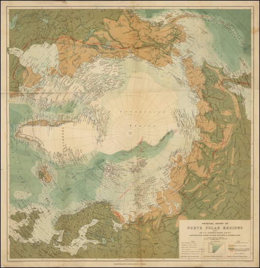 50-Polar Maps, Alaska and Canada Map By John Bartholomew