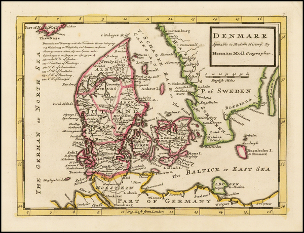 2-Denmark Map By Herman Moll