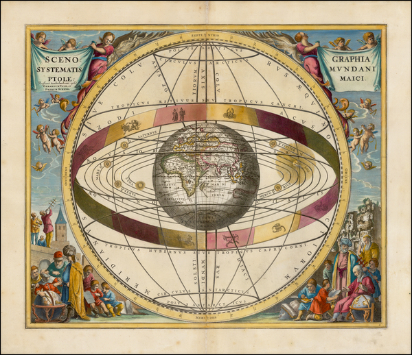 38-World, World, Celestial Maps and Curiosities Map By Andreas Cellarius / Gerard & Leonard Va