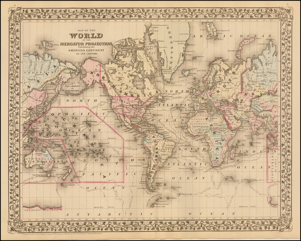 80-World Map By Samuel Augustus Mitchell Jr.