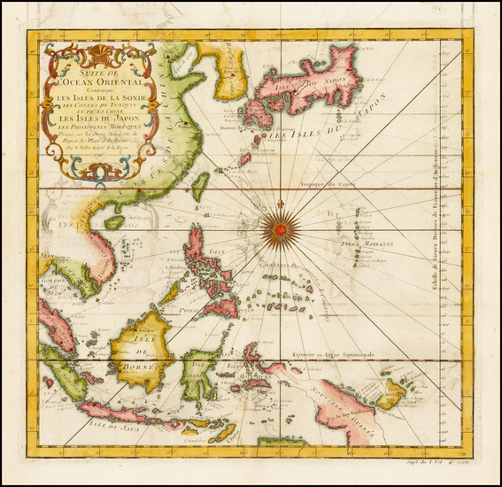 76-China, Japan, Korea, Southeast Asia and Philippines Map By Jacques Nicolas Bellin