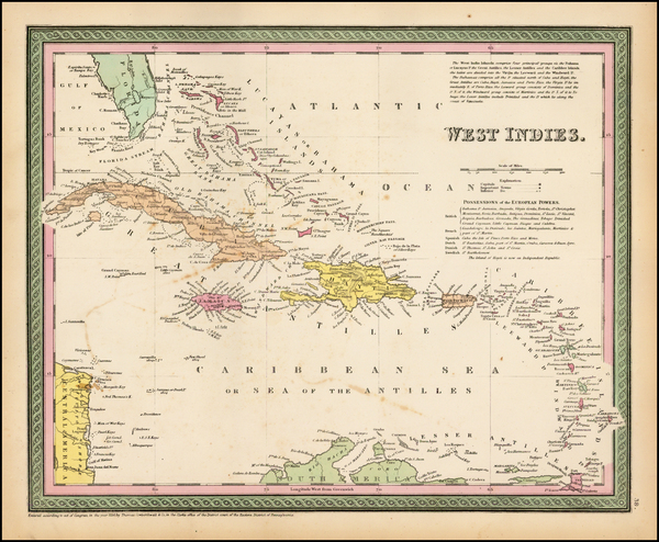 27-Caribbean Map By Thomas, Cowperthwait & Co.