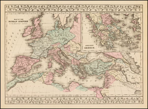 9-Europe, Europe, Mediterranean and Greece Map By Samuel Augustus Mitchell