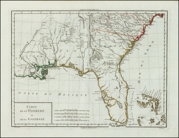 47-Florida, South and Southeast Map By Pierre Antoine Tardieu