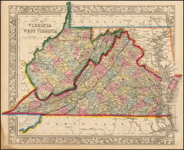 2-Mid-Atlantic and Southeast Map By Samuel Augustus Mitchell Jr.