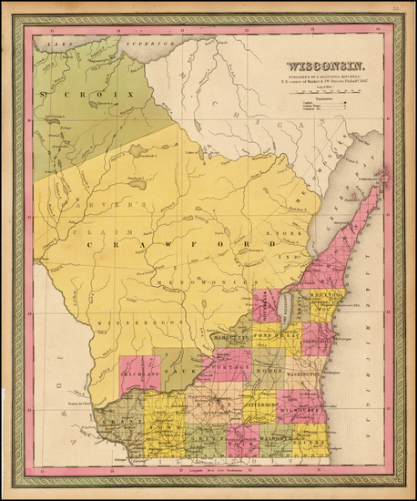 74-Midwest Map By Samuel Augustus Mitchell
