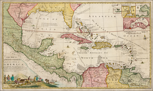 7-Florida, South, Southeast, Mexico, Caribbean, Central America and South America Map By Herman M