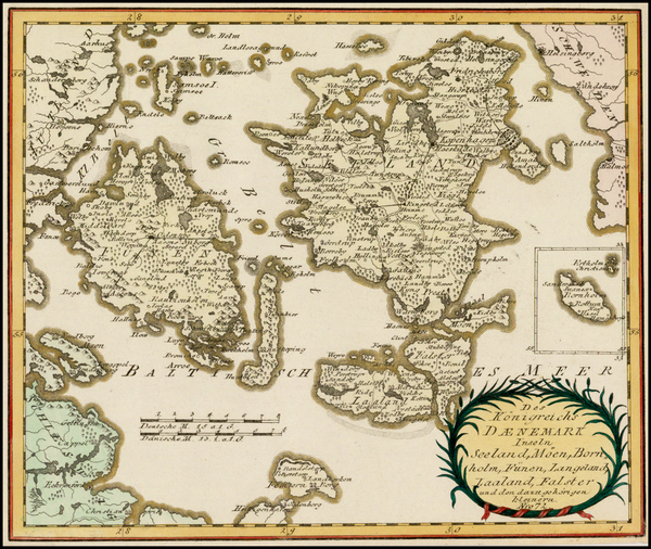 97-Denmark Map By Franz Johann Joseph von Reilly