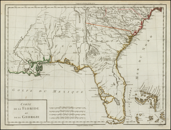 10-Florida, South and Southeast Map By Pierre Antoine Tardieu