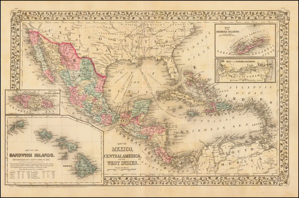 13-Southwest, Hawaii, Mexico, Caribbean, Australia & Oceania and Hawaii Map By Samuel Augustus