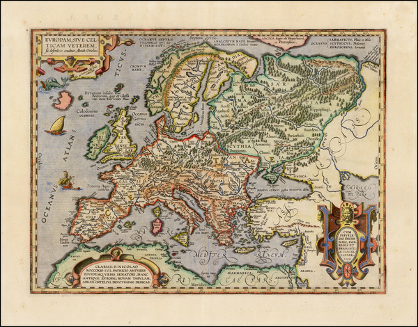 70-Europe, Europe, British Isles and Mediterranean Map By Abraham Ortelius