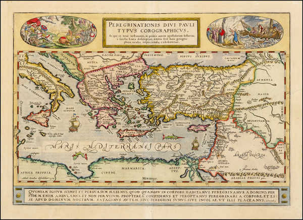 87-Mediterranean, Middle East, Holy Land, Turkey & Asia Minor and Greece Map By Abraham Orteli