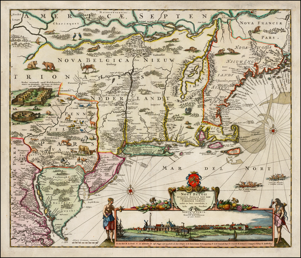 42-New England, Mid-Atlantic and Canada Map By Justus Danckerts