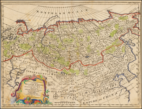 70-Russia, China, Central Asia & Caucasus and Russia in Asia Map By Emanuel Bowen