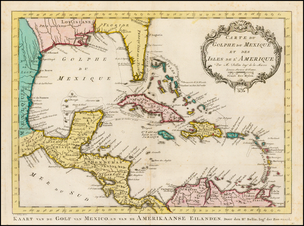 62-Southeast, Caribbean and Central America Map By Jacques Nicolas Bellin / J.V. Schley