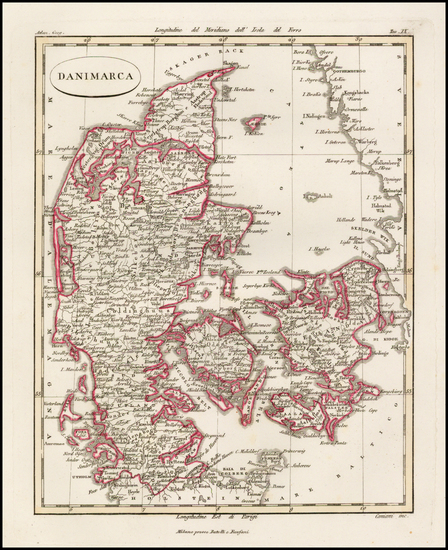 73-Denmark Map By Batelli & Fanfani