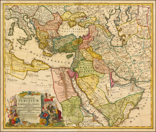 72-Turkey, Mediterranean, Middle East and Turkey & Asia Minor Map By Johann Baptist Homann