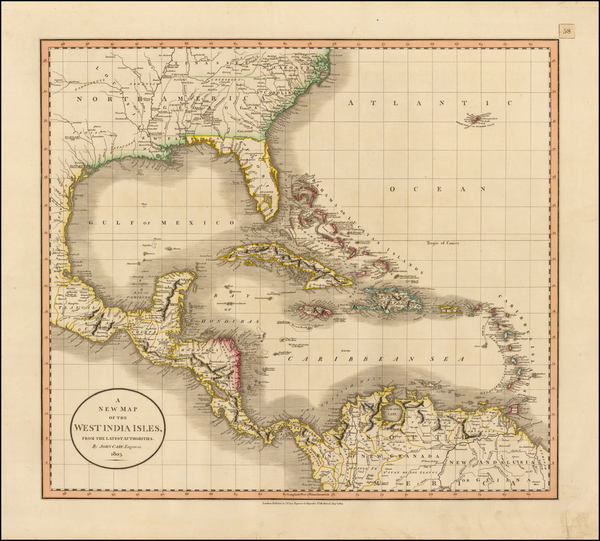 14-Florida, South, Southeast and Caribbean Map By John Cary