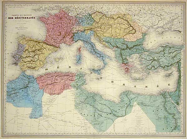 81-Europe, Mediterranean, Africa, North Africa and Balearic Islands Map By Adolphe Hippolyte Dufou