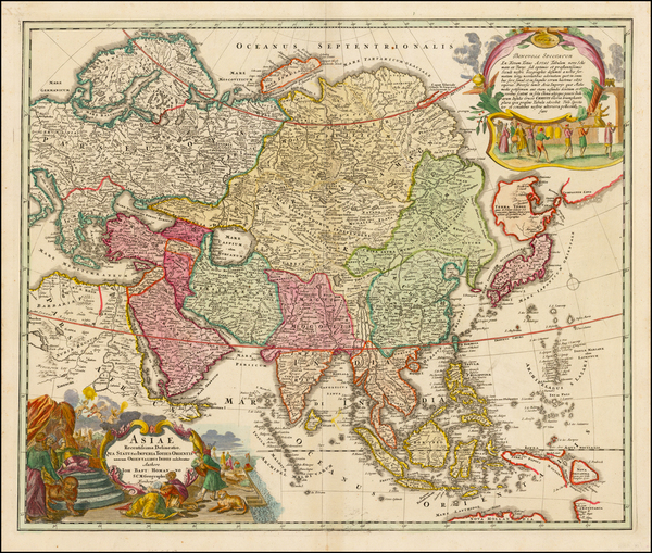 70-Asia and Asia Map By Johann Baptist Homann