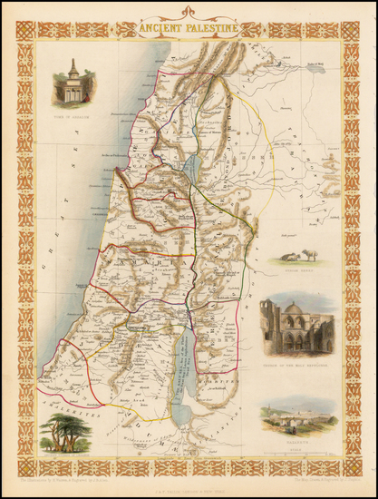 44-Holy Land Map By John Tallis