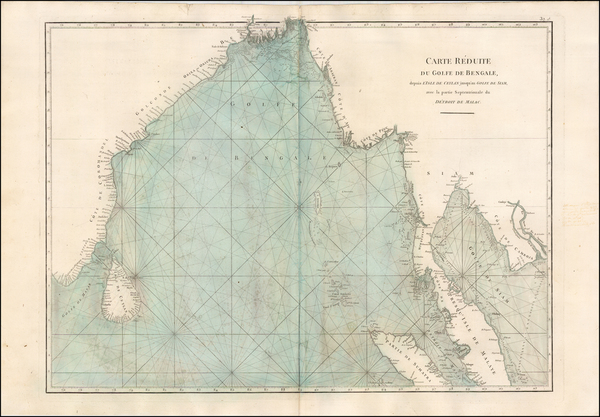 79-Indian Ocean, India, Malaysia and Thailand, Cambodia, Vietnam Map By Jean-Baptiste Nicolas Deni