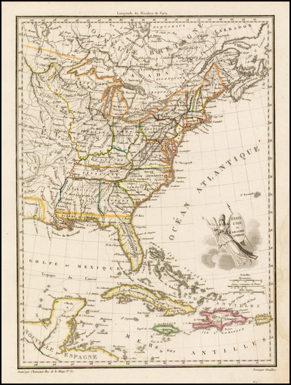 3-United States Map By Conrad Malte-Brun