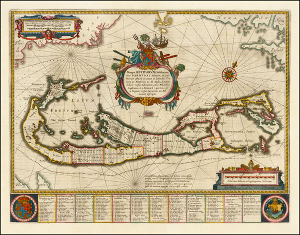 21-Atlantic Ocean and Caribbean Map By Willem Janszoon Blaeu