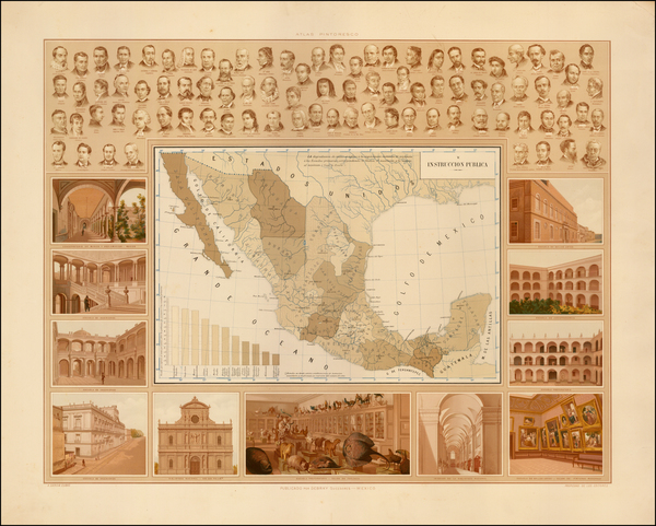 96-Mexico Map By Antonio Garcia y Cubas