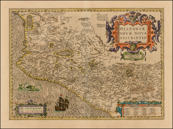 37-Mexico Map By Jodocus Hondius / Gerhard Mercator