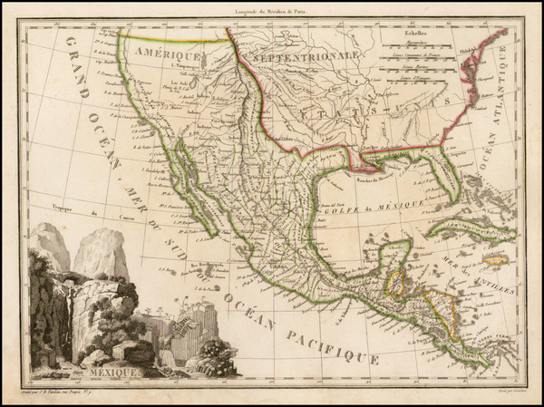 43-Southwest, Rocky Mountains, Mexico and California Map By Conrad Malte-Brun