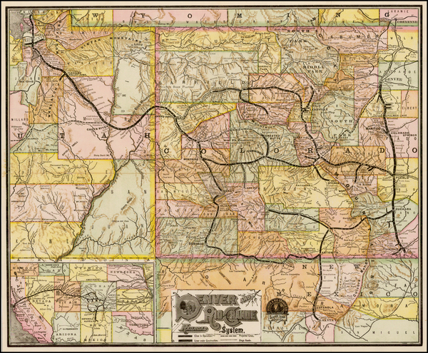 73-Rocky Mountains Map By Denver & Rio Grande RR
