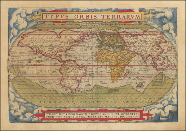 36-World and World Map By Abraham Ortelius