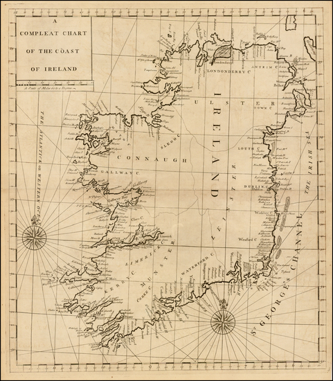 44-Ireland Map By John Senex / Edmond Halley / Nathaniel Cutler