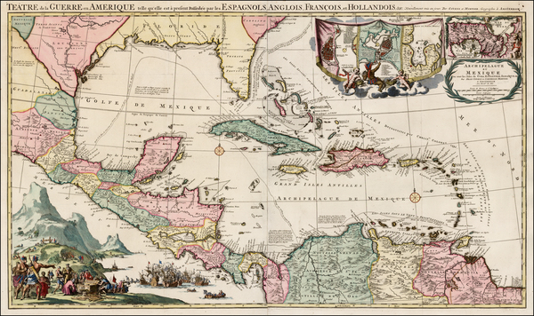 51-Florida, South, Southeast, Texas, Caribbean and Central America Map By Johannes Covens  &  