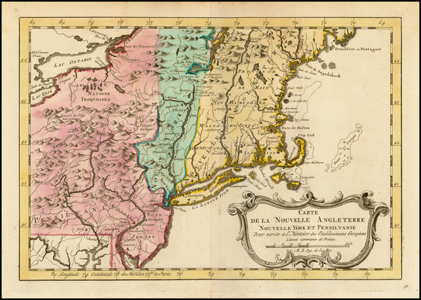 52-New England, Connecticut, Massachusetts, New York State, Mid-Atlantic and Pennsylvania Map By A