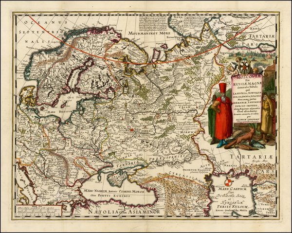 16-Poland, Russia, Baltic Countries and Scandinavia Map By Jacob Sandrart