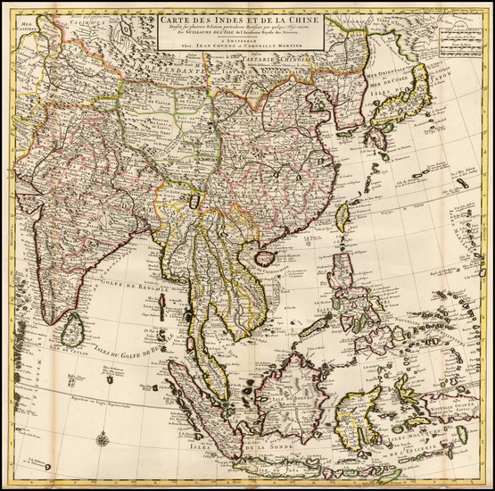 96-China, Japan, Korea, India, Southeast Asia and Philippines Map By Johannes Covens  &  Corne